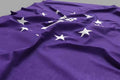 Lila Flagge mit Volt-Logo und EU-Sternen